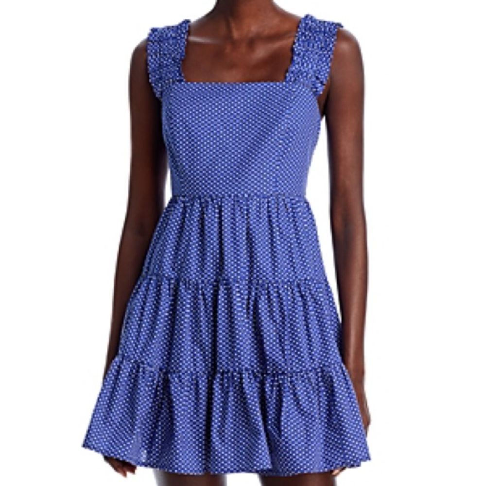 Aqua - Printed Mini Hearts Blue and White Mini Dress